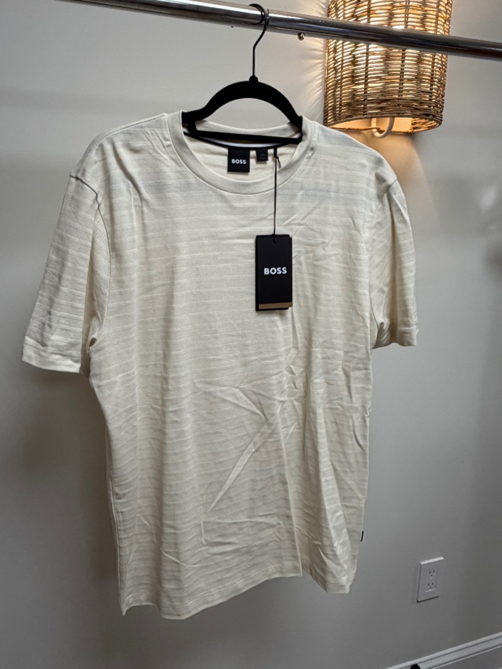 BOSS Hugo Boss Cream Tonal Stripe T-Shirt